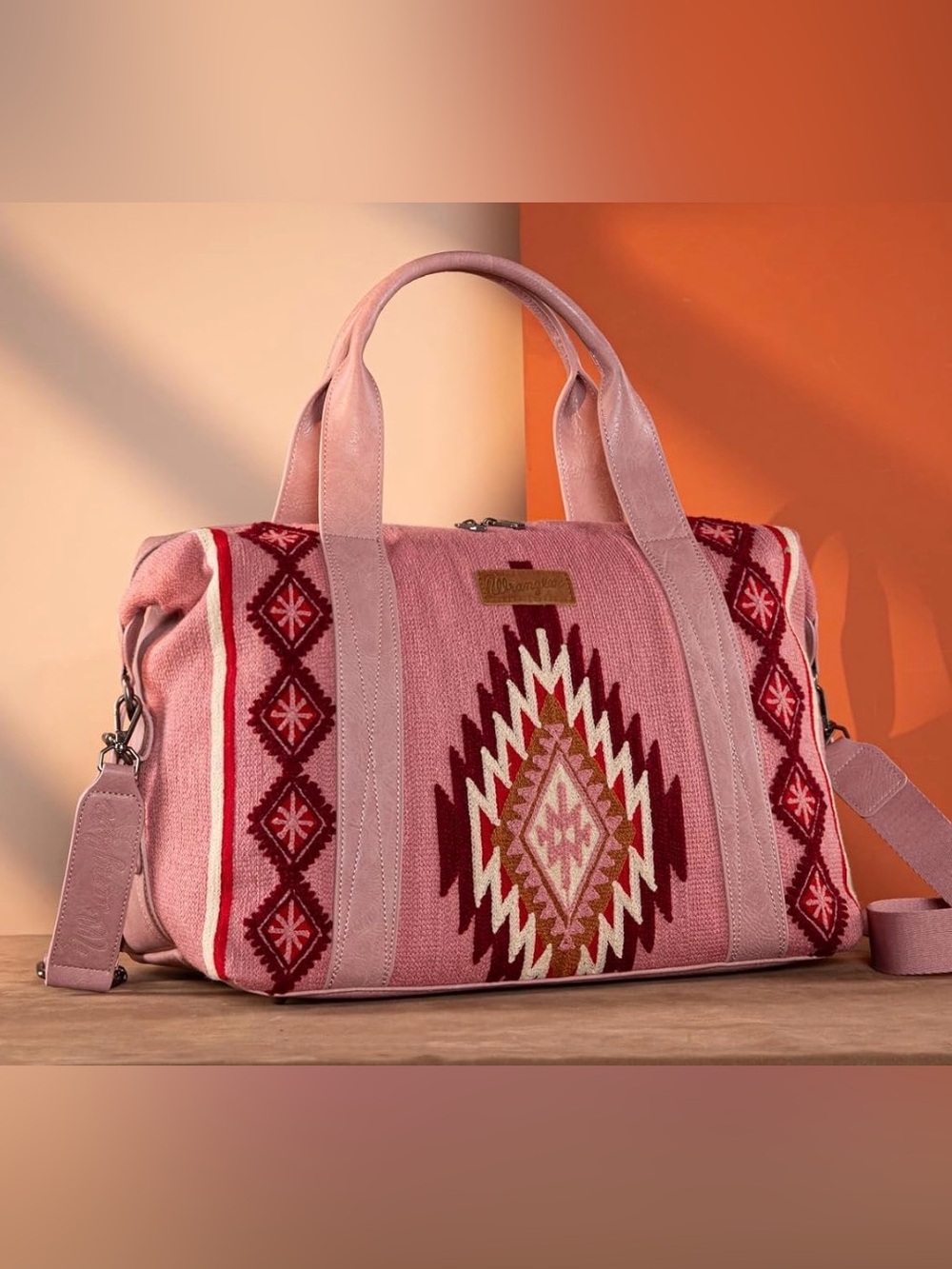 Wrangler Pink Aztec tapestry Duffle weekender bag Montana West